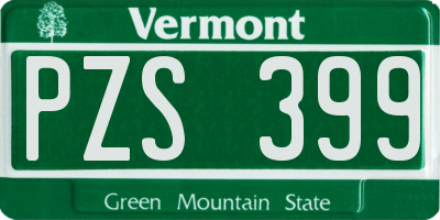 VT license plate PZS399