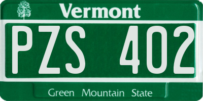 VT license plate PZS402