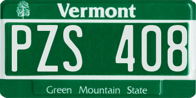 VT license plate PZS408