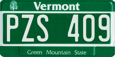 VT license plate PZS409
