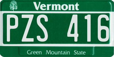 VT license plate PZS416