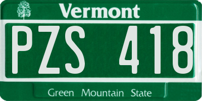 VT license plate PZS418