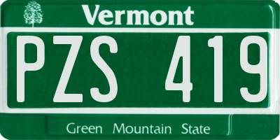 VT license plate PZS419