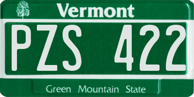VT license plate PZS422