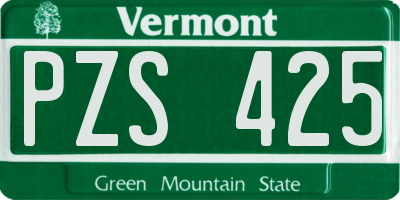 VT license plate PZS425