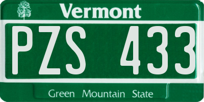 VT license plate PZS433