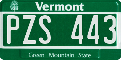VT license plate PZS443