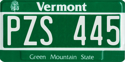 VT license plate PZS445