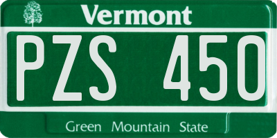 VT license plate PZS450