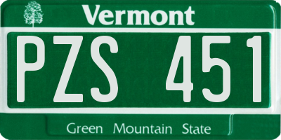 VT license plate PZS451