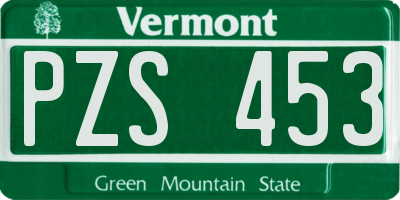 VT license plate PZS453