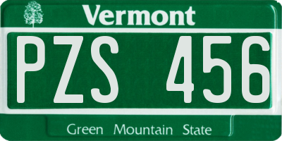 VT license plate PZS456