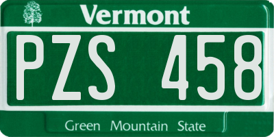 VT license plate PZS458
