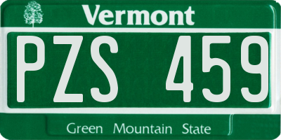 VT license plate PZS459