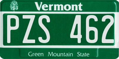 VT license plate PZS462
