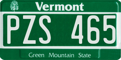 VT license plate PZS465
