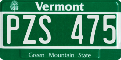 VT license plate PZS475