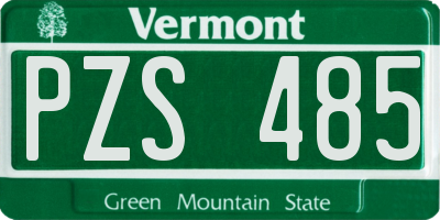 VT license plate PZS485
