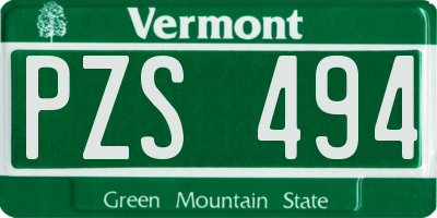 VT license plate PZS494