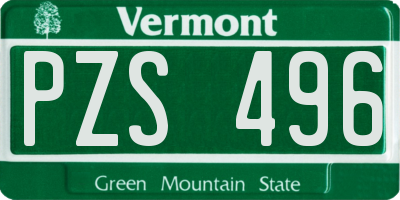 VT license plate PZS496