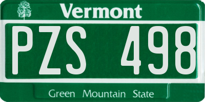 VT license plate PZS498