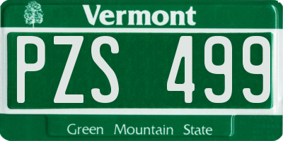 VT license plate PZS499