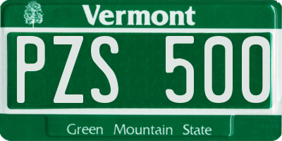 VT license plate PZS500