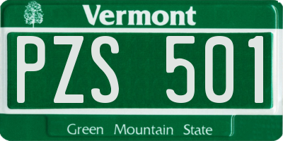 VT license plate PZS501