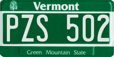 VT license plate PZS502
