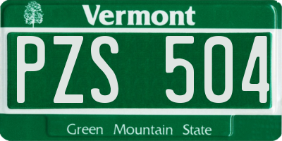 VT license plate PZS504