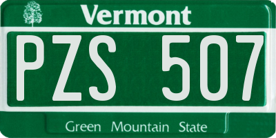 VT license plate PZS507