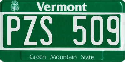 VT license plate PZS509