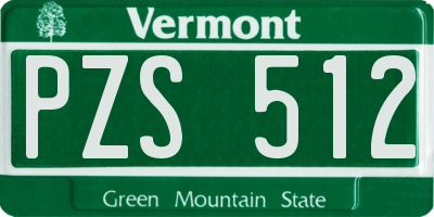VT license plate PZS512