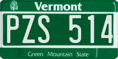 VT license plate PZS514