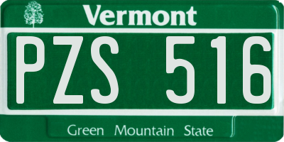 VT license plate PZS516