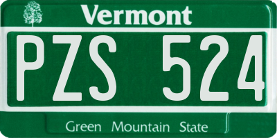 VT license plate PZS524