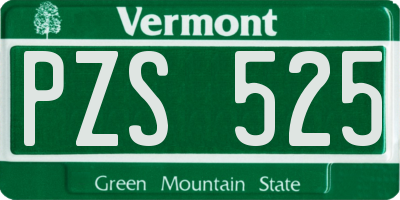 VT license plate PZS525