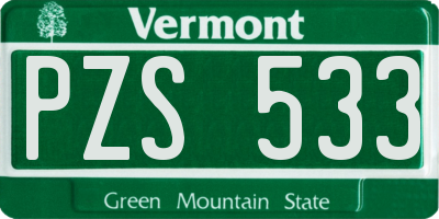 VT license plate PZS533