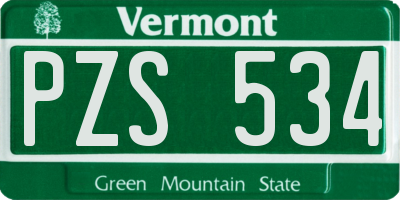 VT license plate PZS534