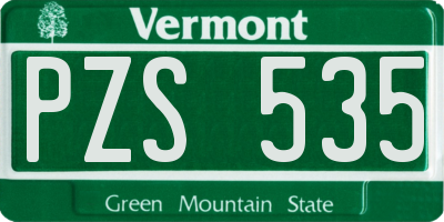 VT license plate PZS535