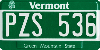 VT license plate PZS536