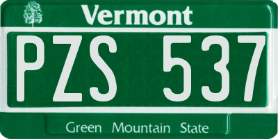 VT license plate PZS537