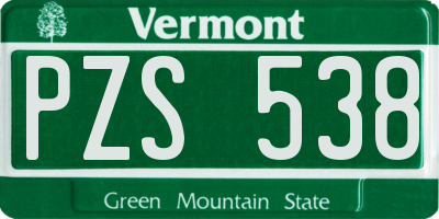 VT license plate PZS538