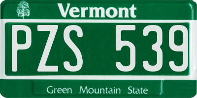 VT license plate PZS539