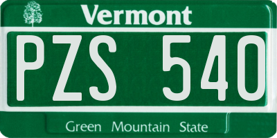 VT license plate PZS540