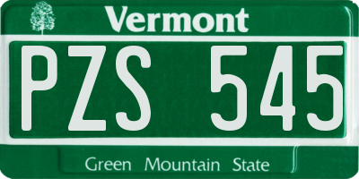 VT license plate PZS545