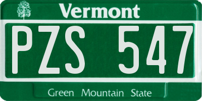 VT license plate PZS547