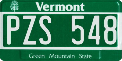 VT license plate PZS548