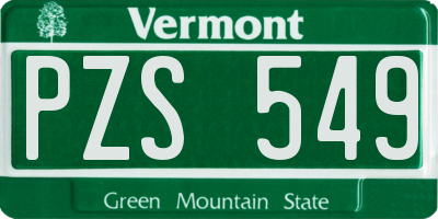 VT license plate PZS549