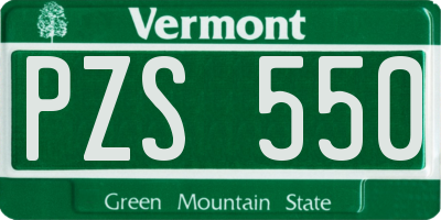 VT license plate PZS550